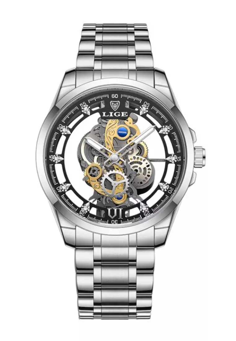 Quartz skeleton watch deals