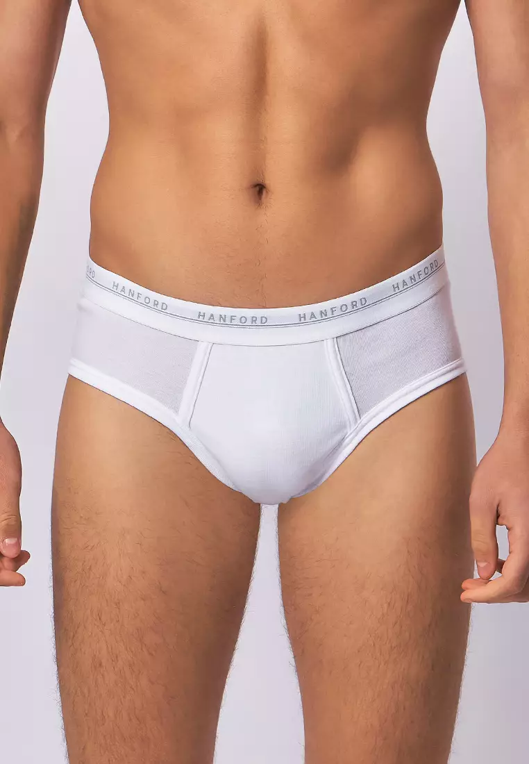 Premium Ribbed Cotton Hipster Men's Briefs - White (3in1 Pack)