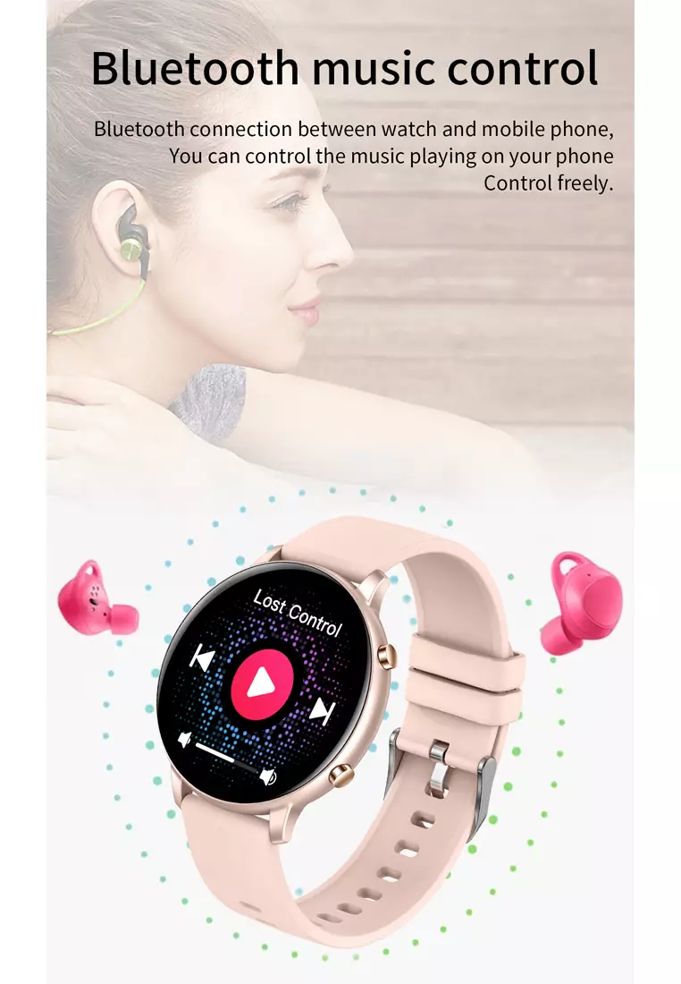 SmartWatch G28 Bluetooth Call Jam Pintar 24H Temperature Monitoring Sport Fitness Touch Screen pink dengan tali jam gratis