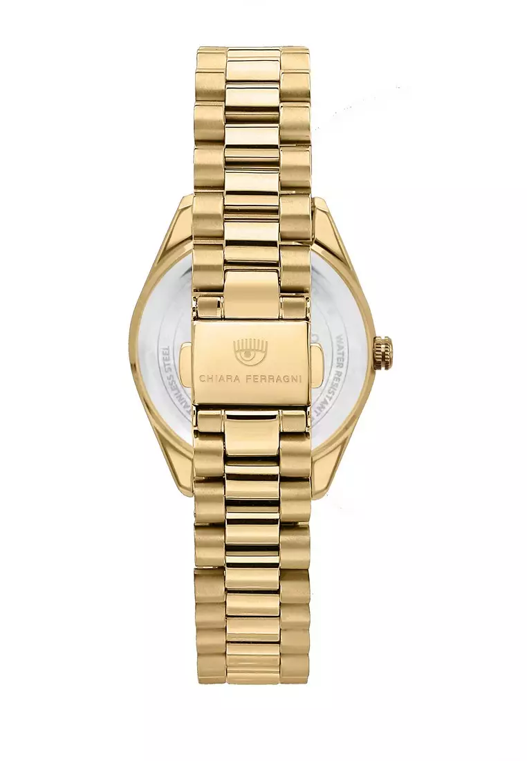 【2 Years Warranty】 Chiara Ferragni Everyday 32mm Yellow Gold Sunray Dial Women's Quartz Watch R1953100509