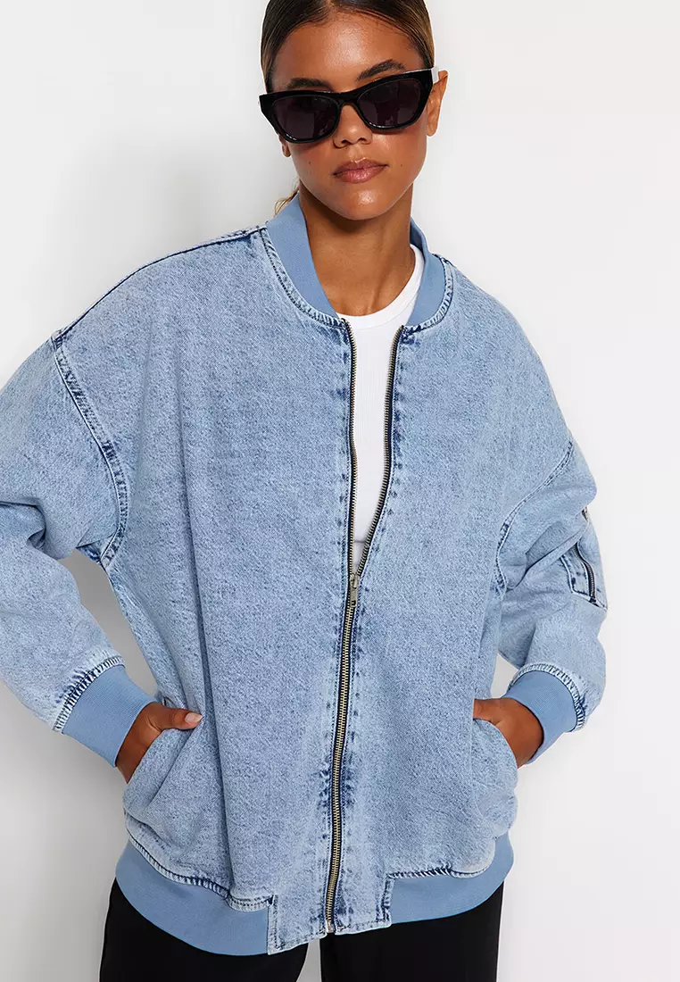 Denim hot sale bomber jacket