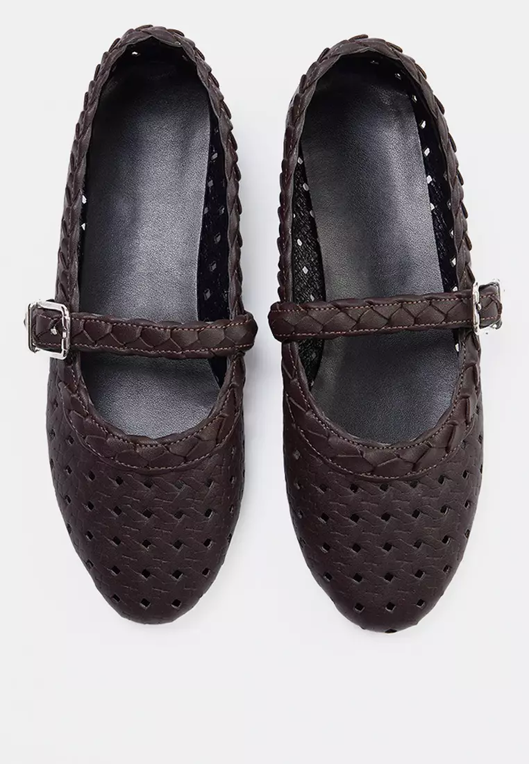 Weaved Mary Jane Flats