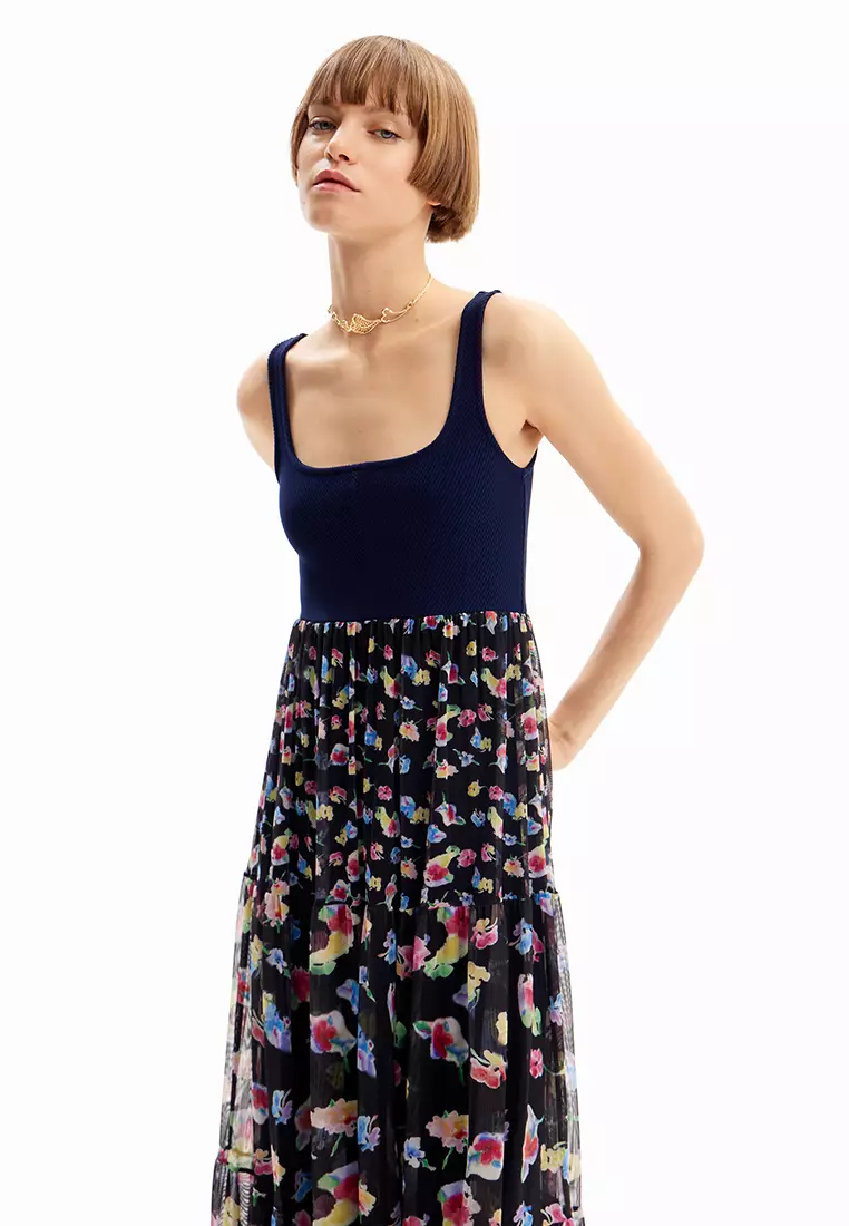 Desigual Woman Combination floral midi dress.