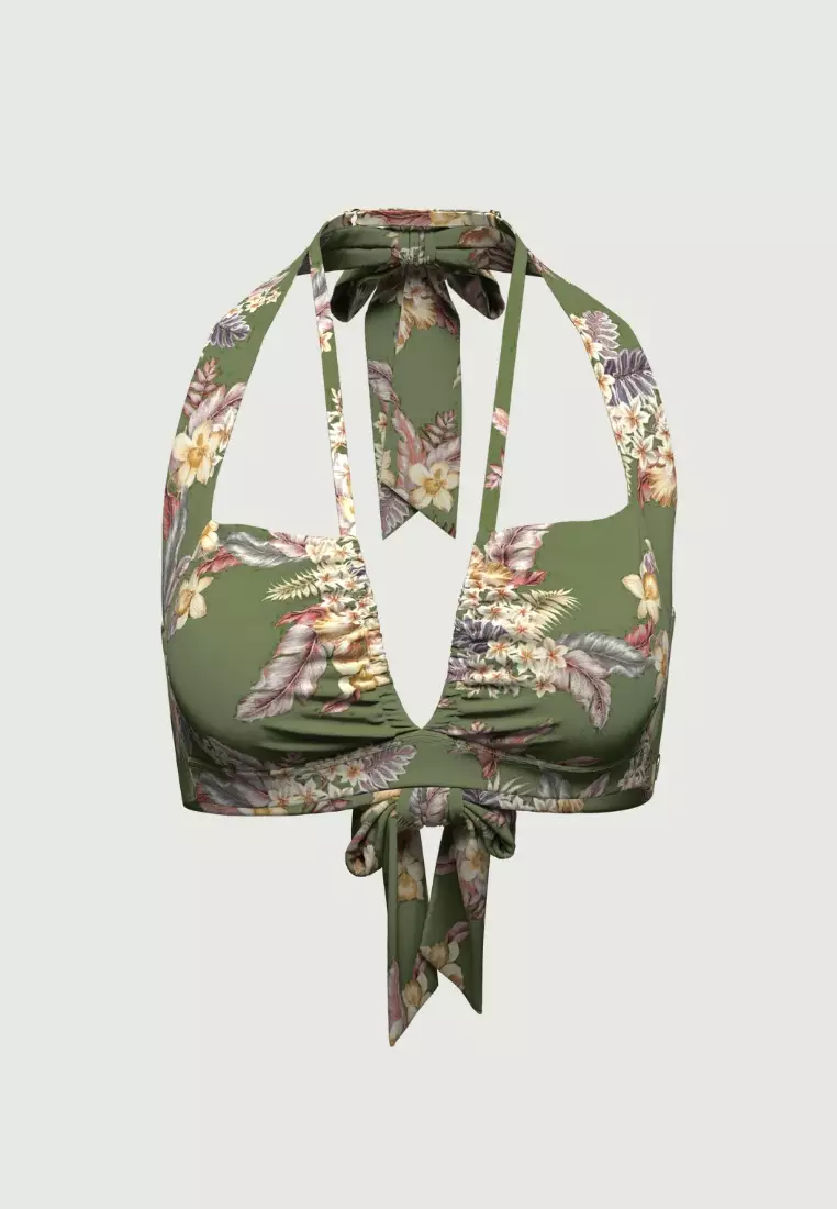 Desert Tropics Olive Halter Bikini Top