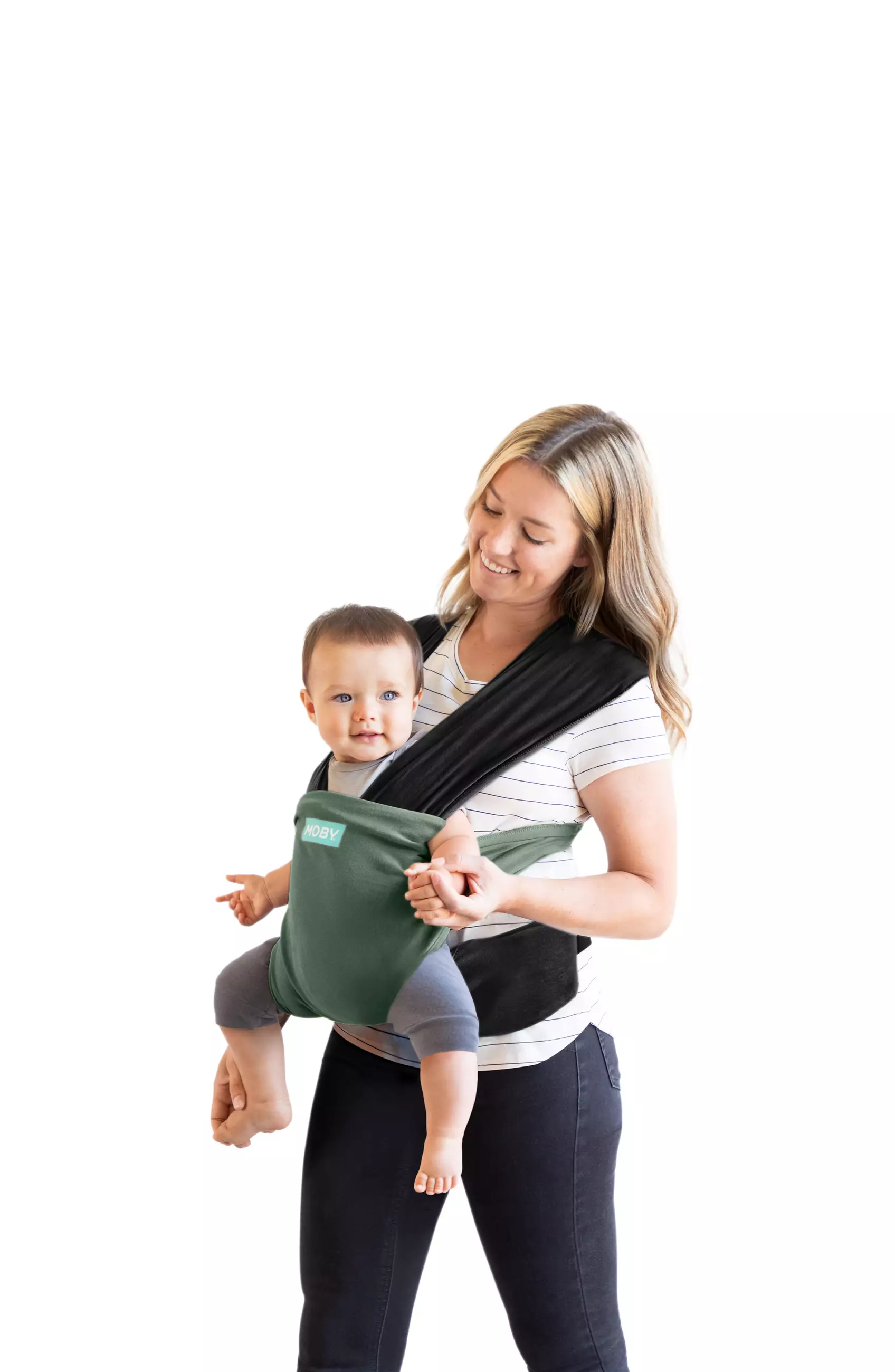 Moby Easy Wrap Carrier Olive/Onyx - Gendongan Bayi (Kuning/Hijau)