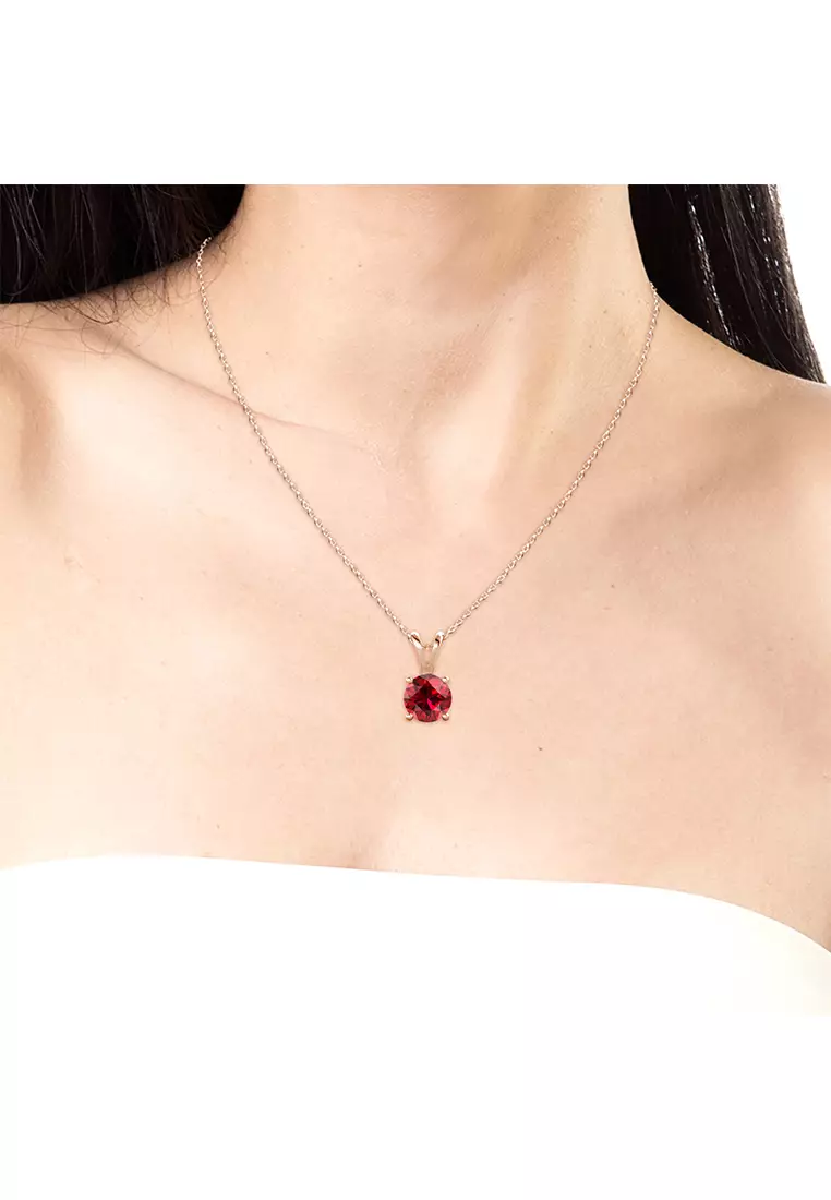 Vernice Stone Pendant Red RG - Kalung Crystal by Her Jewellery