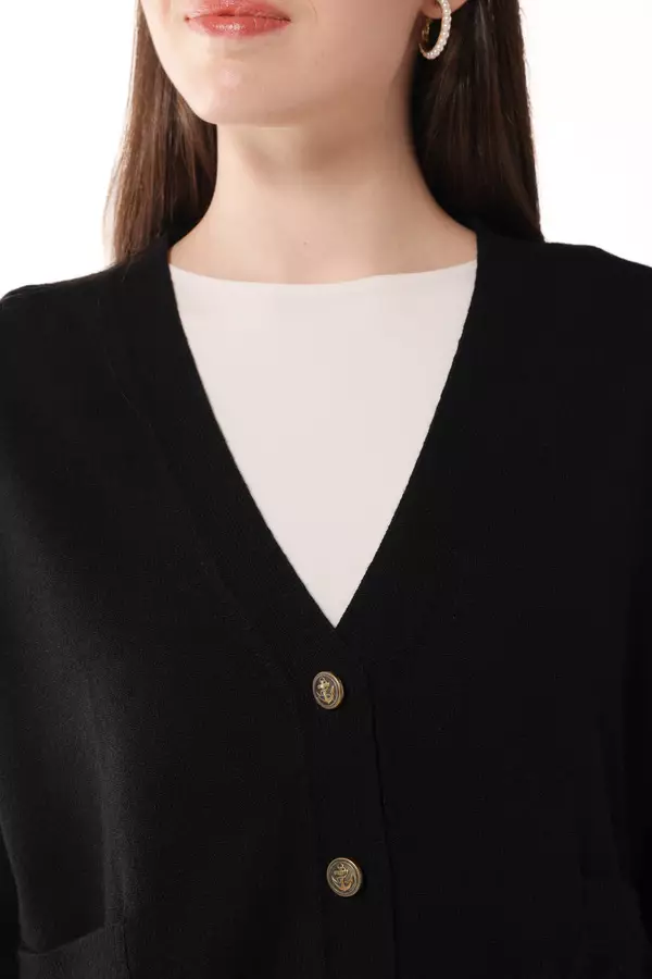 MINIMAL - Saturn - Cardigan Rajut Relaxed Fit - Black Warna Black