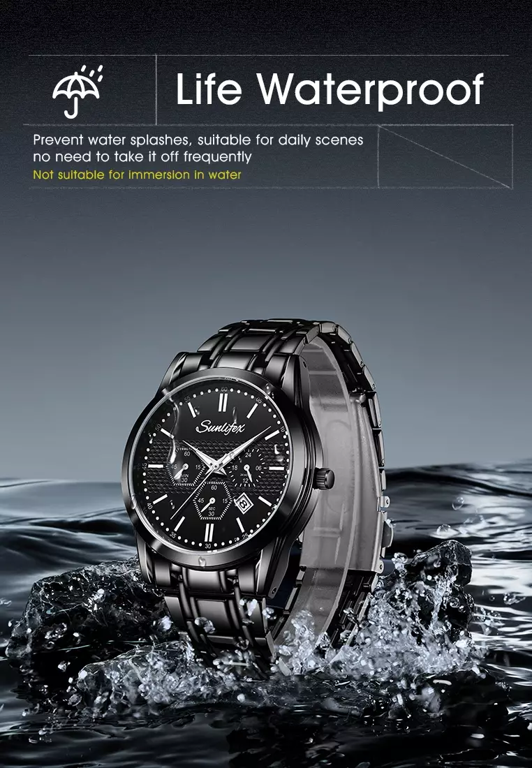 Jam Tangan Pria 9035 Analog Kalender Santai Tali Stainless Steel Jam Tangan Cowok White