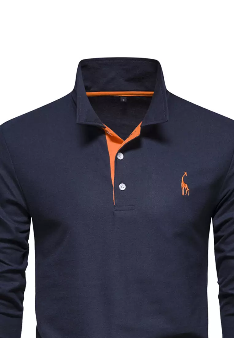 Contrast-color Embroidered Polo Shirt‌ AX-T12