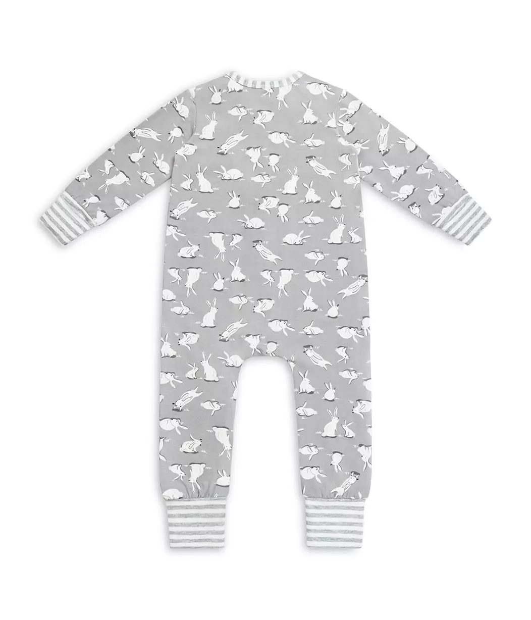 Love To Dream Footless Romper Cottontail Grey - Pakaian Tidur Bayi Unisex (Abu)