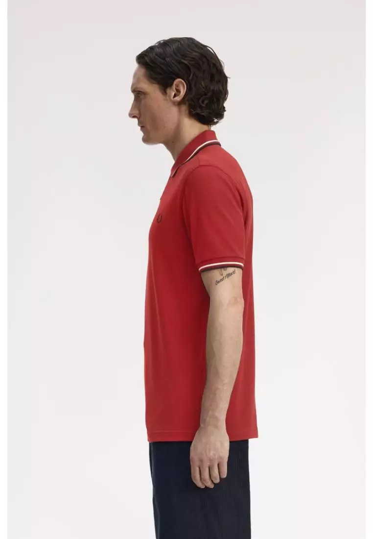 Fred Perry M3600 Twin Tipped Fred Perry Shirt (Burnt Red / Ecru / Black)