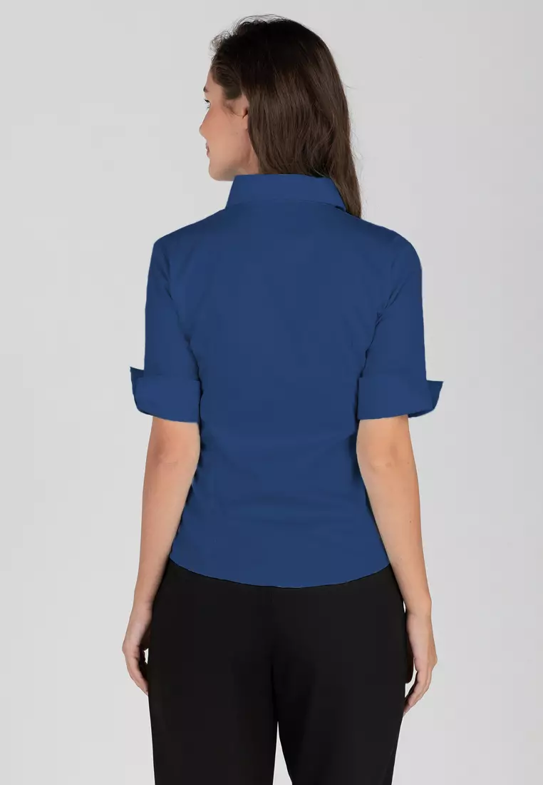 Diana 3/4 Sleeve Pinstripe Button Down Office Blouse