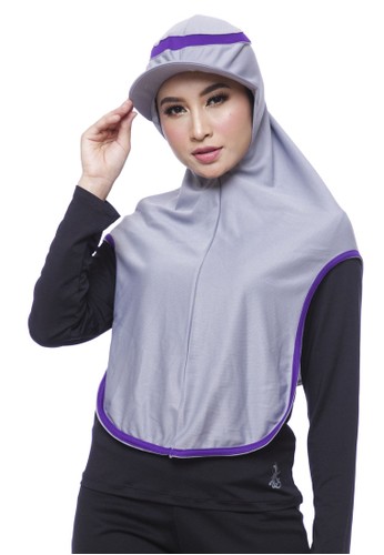 Attiqa Active grey Long Runner- Grey list Purple , Sport Hijab A81F5AA8B4FADBGS_1