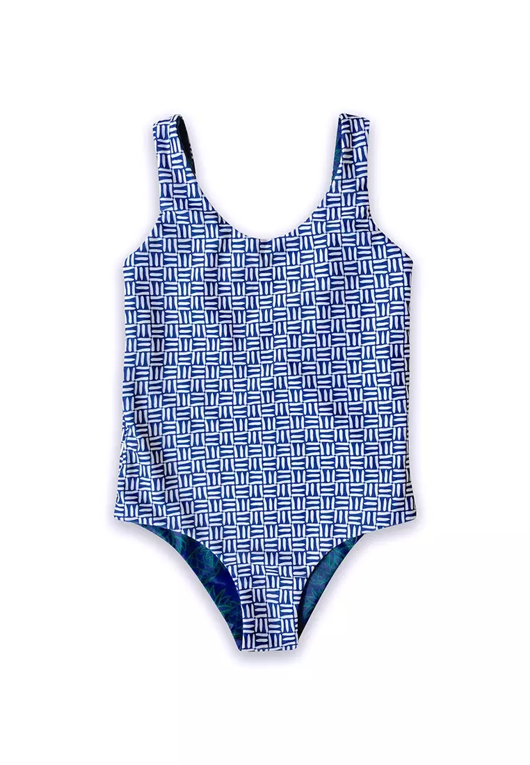 Buy August Society Gili Girl's Swimsuit - Reversible - Three/Pineapple ...