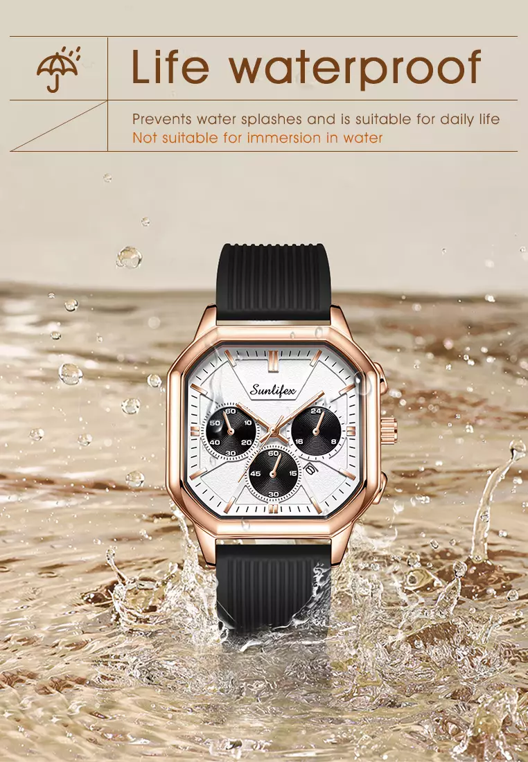 Jam Tangan Wanita Korea Elegan Tanggal Tali Silikon Kuarsa Jam Tangan Cewek Original B004 white