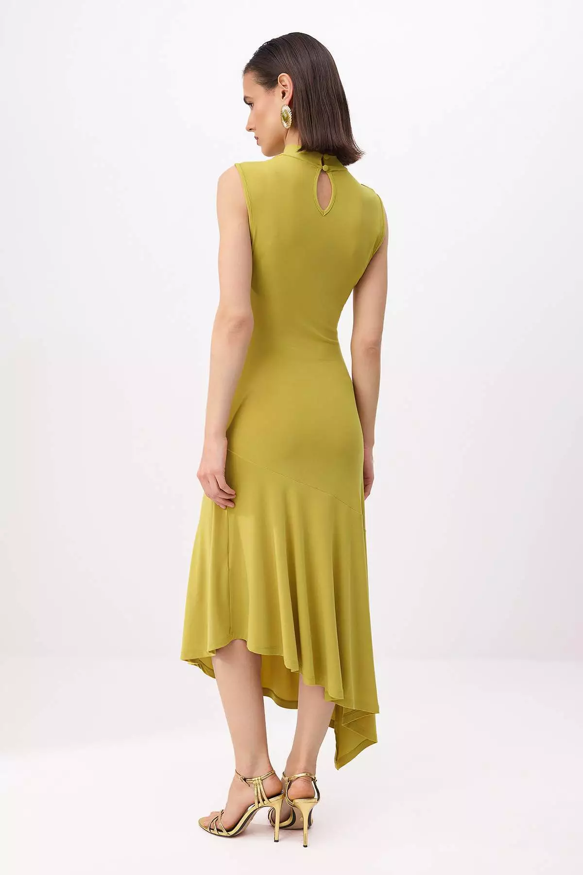 Oil Green Red Skirt Hem Ruffle Detailed Knitted Stylish Evening Dress Night Graduation Dress Tprss25El5