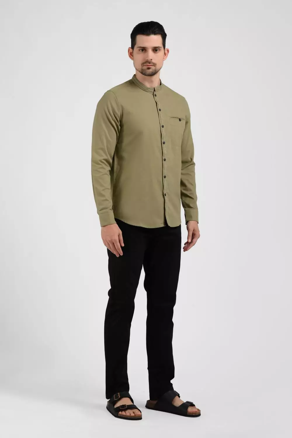 MOC Kemeja Shanghai Lengan Panjang Pria HADAR-OLIVE