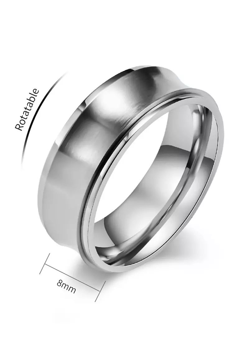 型男凹弧鈦鋼介子戒子