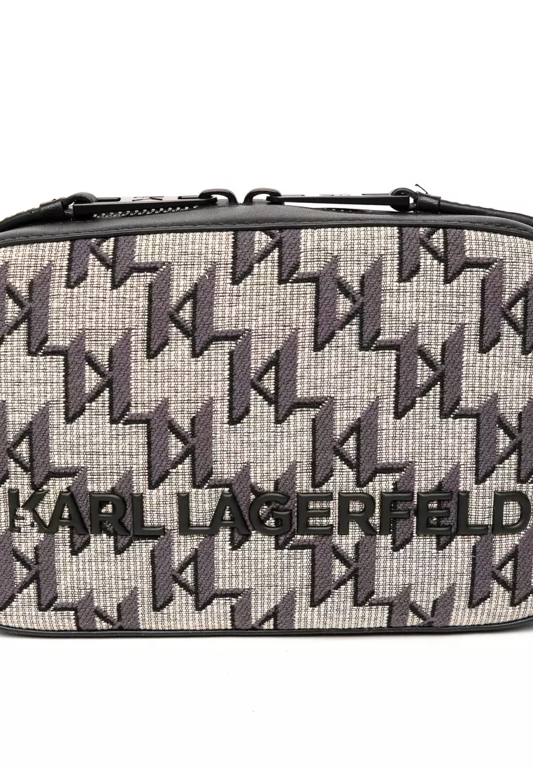 Karl Lagerfeld K/Monogram Jacquard Camera Bag - Black