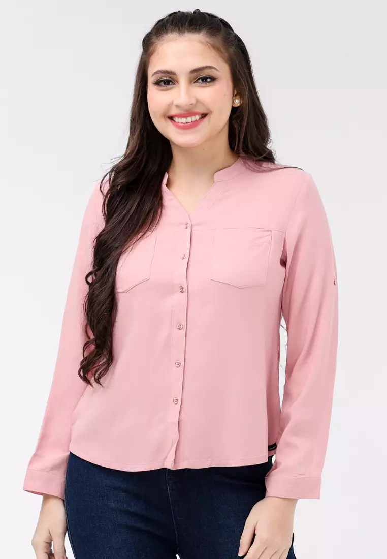 Bold Twill Rayon Long Sleeves Blouse