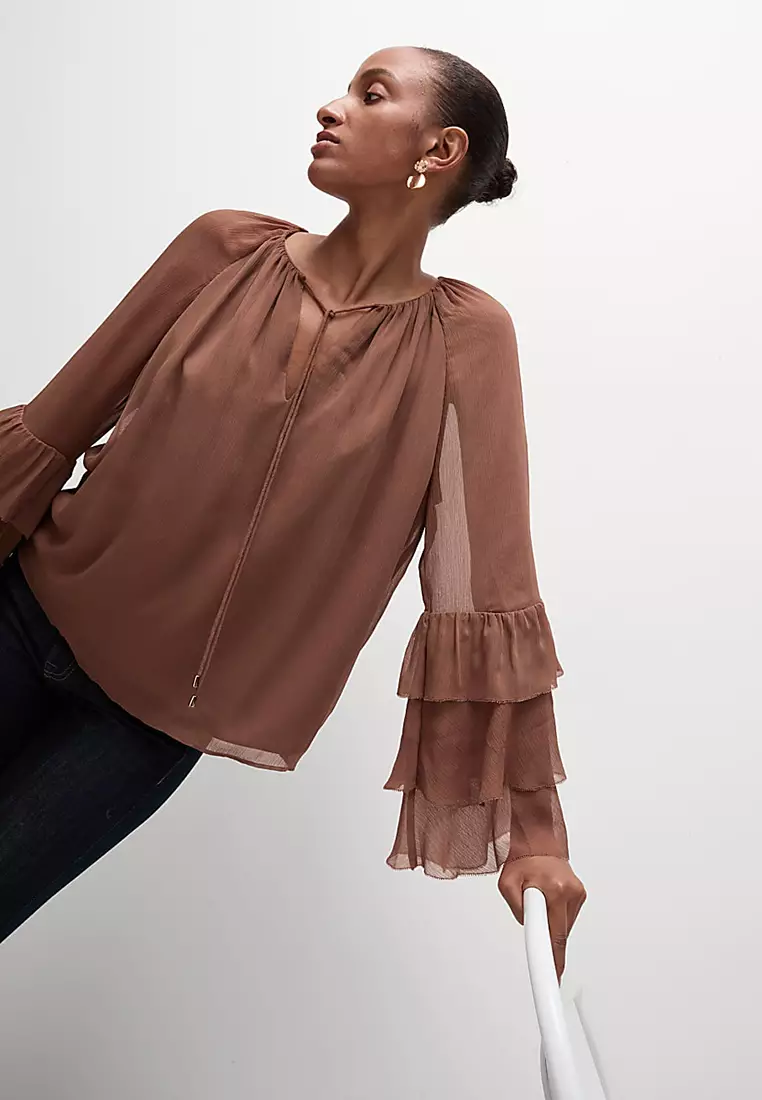 Tie Neck Frill Detail Blouse