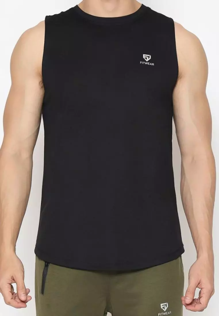Fitwear - Muscle Tee Olahraga PRIA ADAM DRYFIT - BLACK