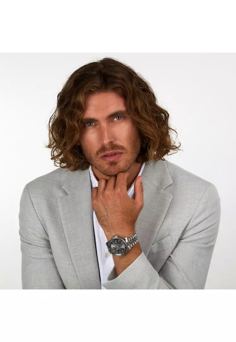 Maserati Sfida 44mm Case Silver Stainless Steel Quartz Men's Watch Relo R8853140010