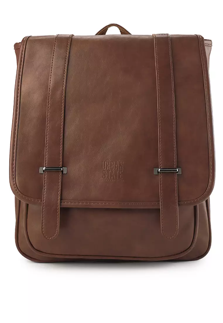 Distressed Leather Commuter Messenger Backpack