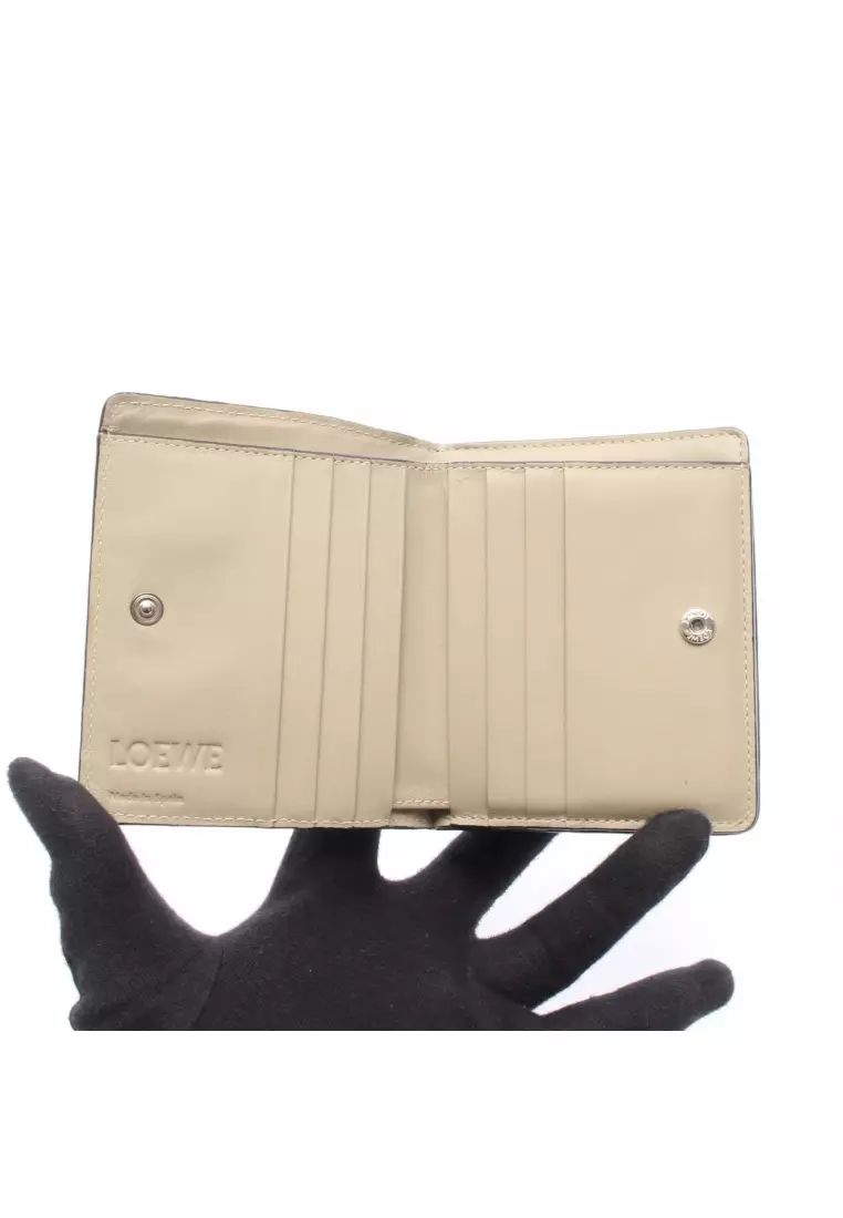 Buy LOEWE Pre-Loved LOEWE repeat Anagram compact zip wallet Bi-fold ...