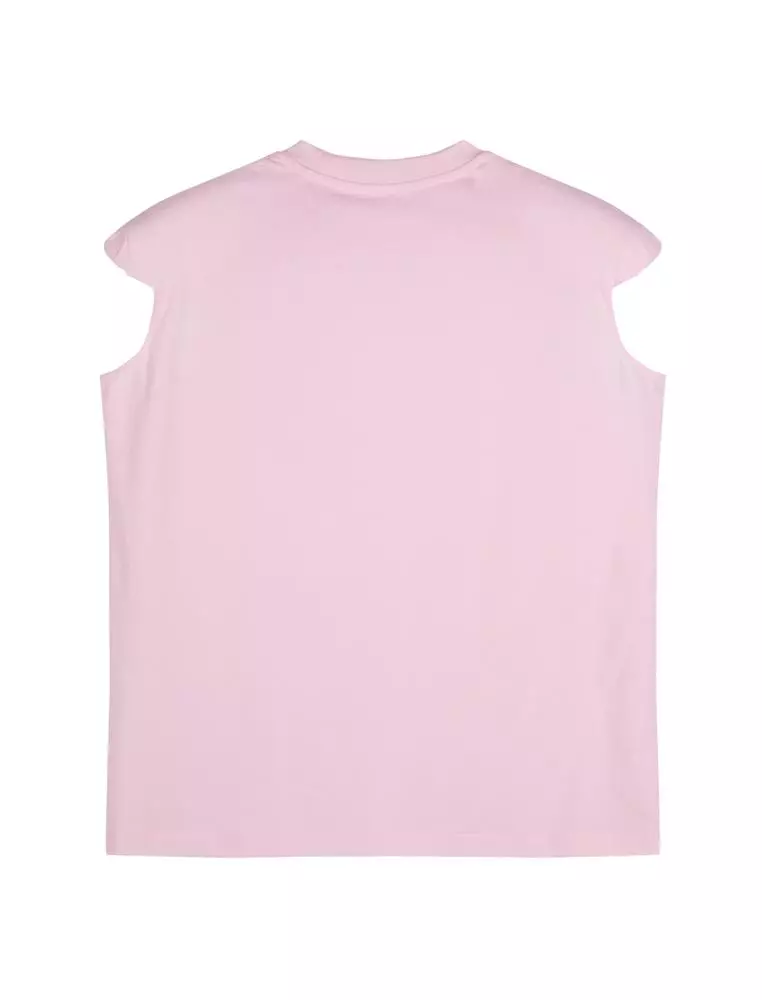 Cotton pleated short-sleeved T-shirt