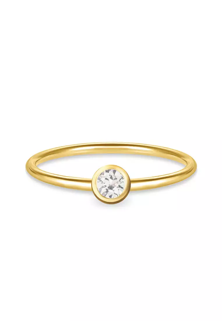 White sapphire top gold band