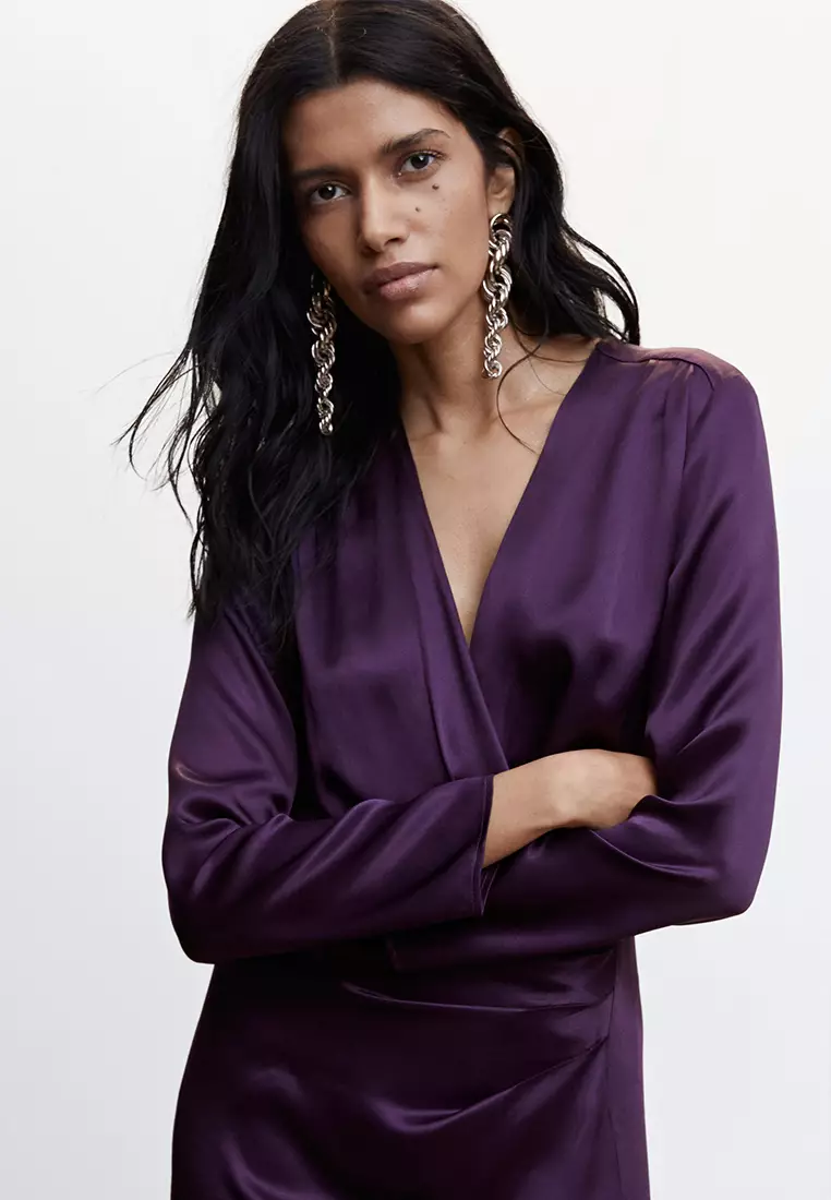 Buy Mango Wrapped Satin Dress 2024 Online ZALORA Philippines