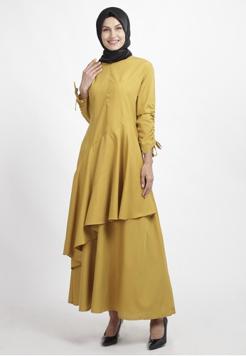 JV Hasanah yellow Nabila Ruffle Dress AABDCAACD0BE62GS_1