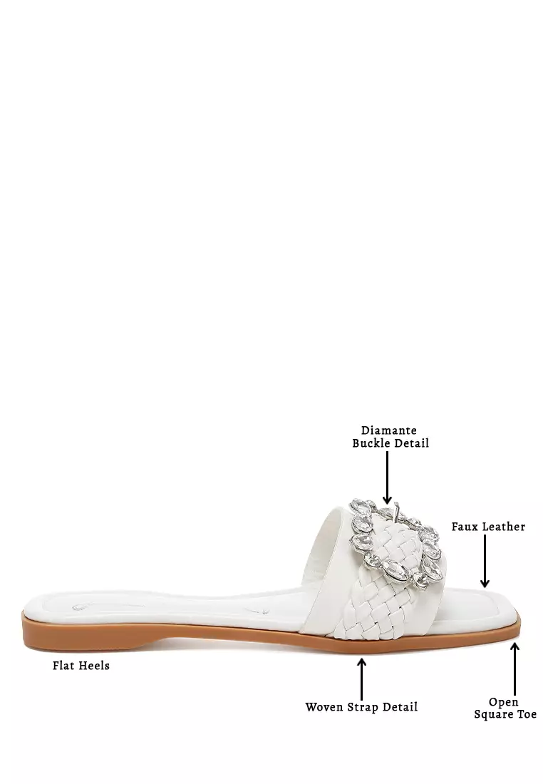 Sandal Datar Diamante Warna Putih