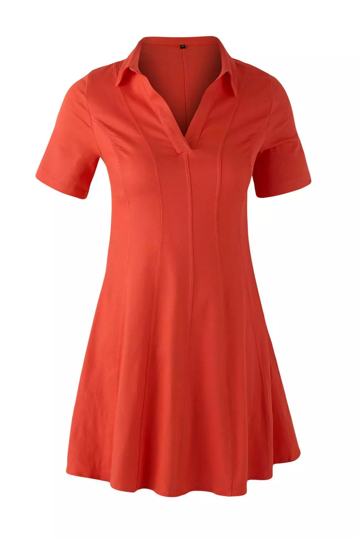 Red Straight Skirt Waist Opening Stitching Detail Mini Dress