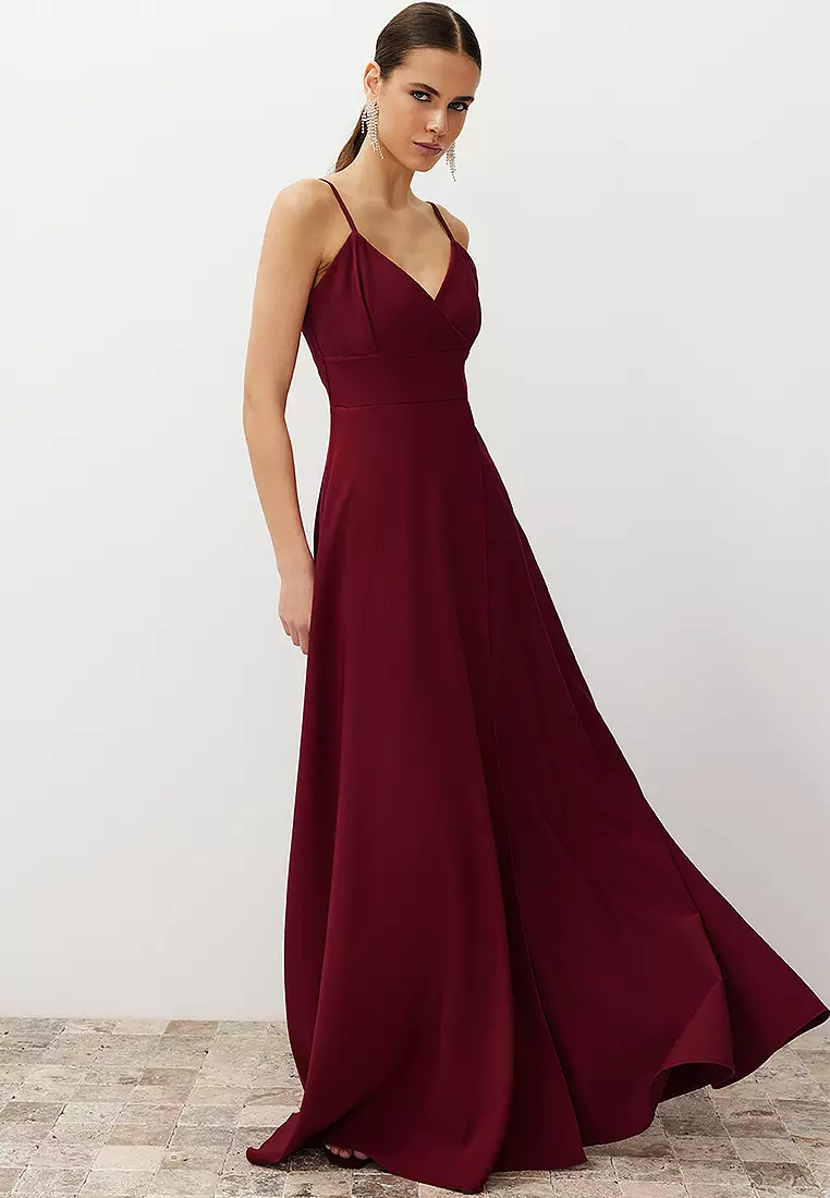 Slit Detail Long Elegant Evening Dress