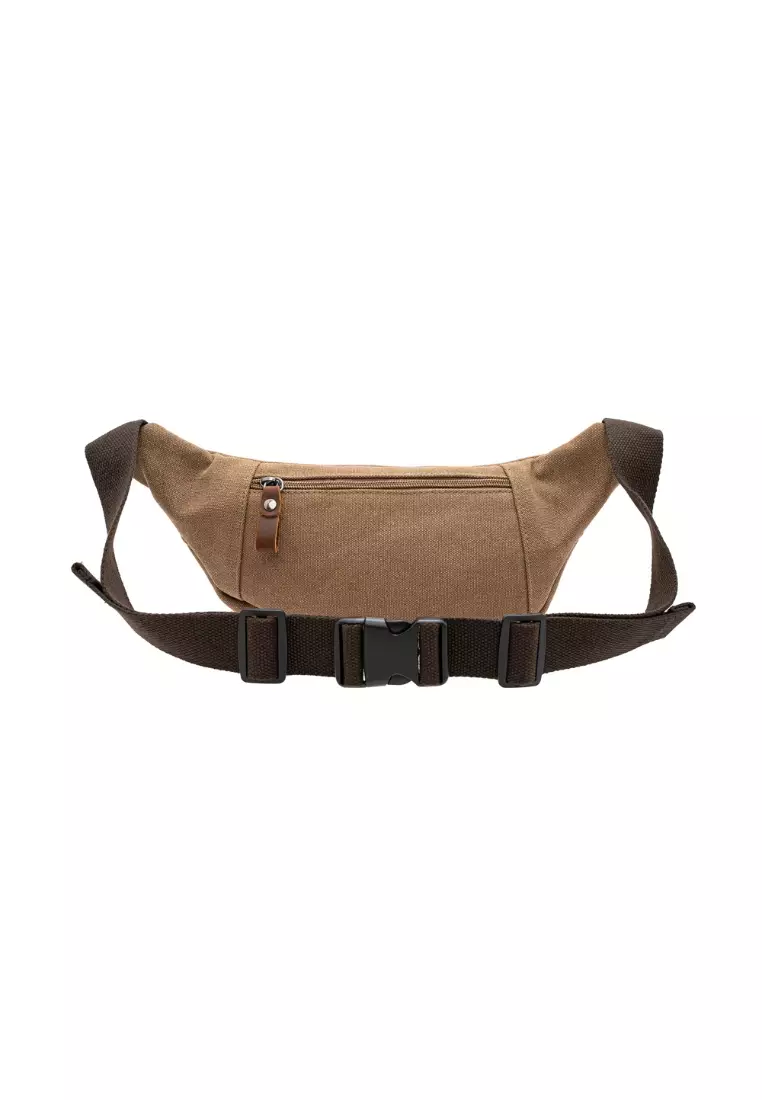 Jack Studio Men Vintage Canvas Leather Waist Bag / Chest Pouch Bag BAD 21008