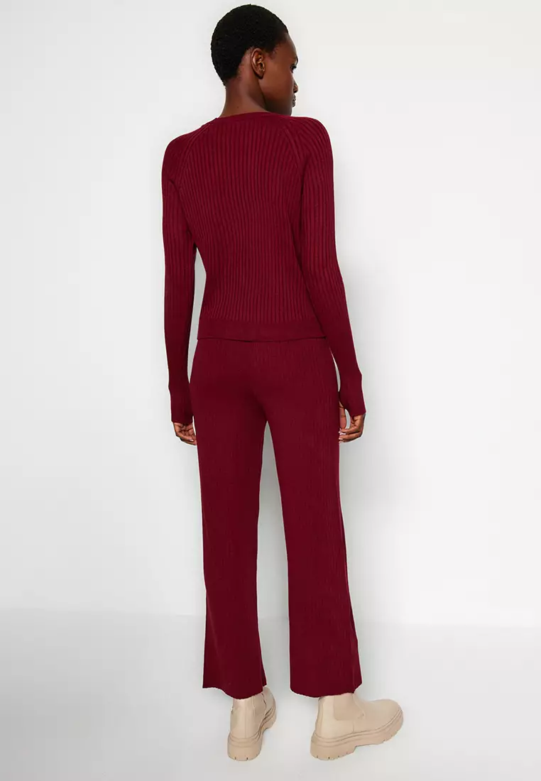 Ribbed Knitted Sweater and Pants Sets