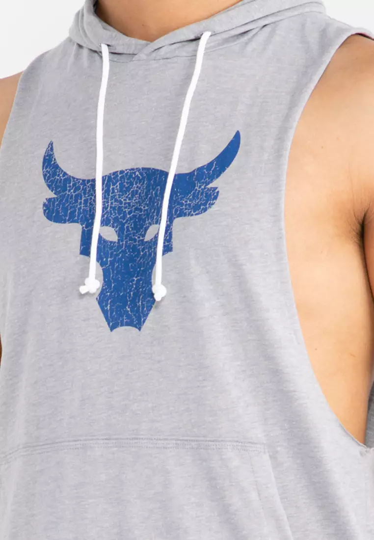 Buy Under Armour Project Rock BSR Bull Sleeveless Hoodie in Steel