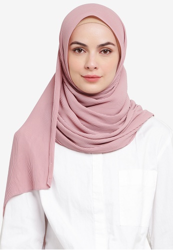 Hijabii pink Quin Pleated Chiffon Scarf in Dusty Pink D9324AA7C54CA4GS_1