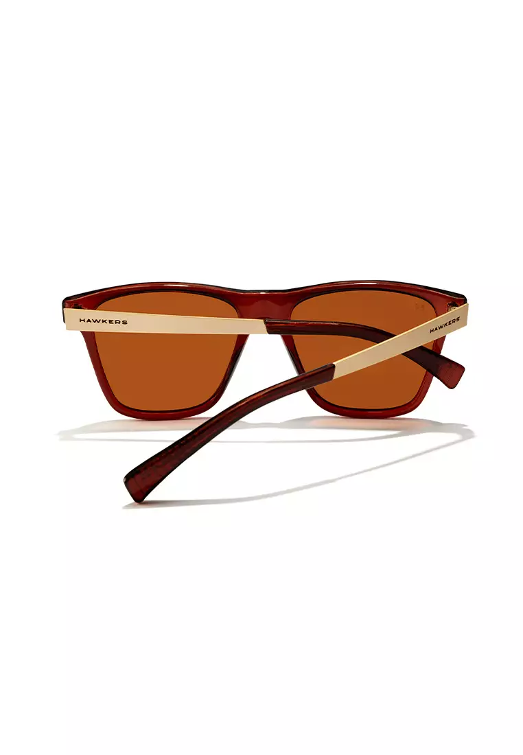 HAWKERS POLARIZED Brown ONE LS METAL Sunglasses for Men and Women, Unisex. UV400 Protection. Official Product designed in Spain
