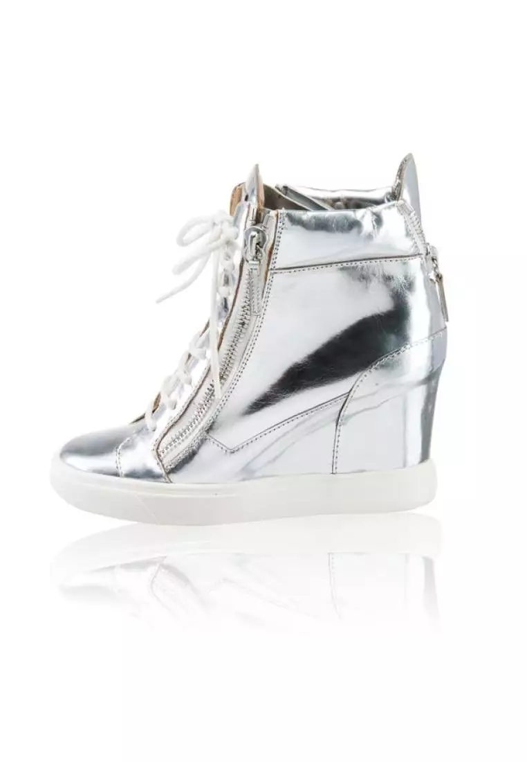 Silver wedge tennis shop shoes