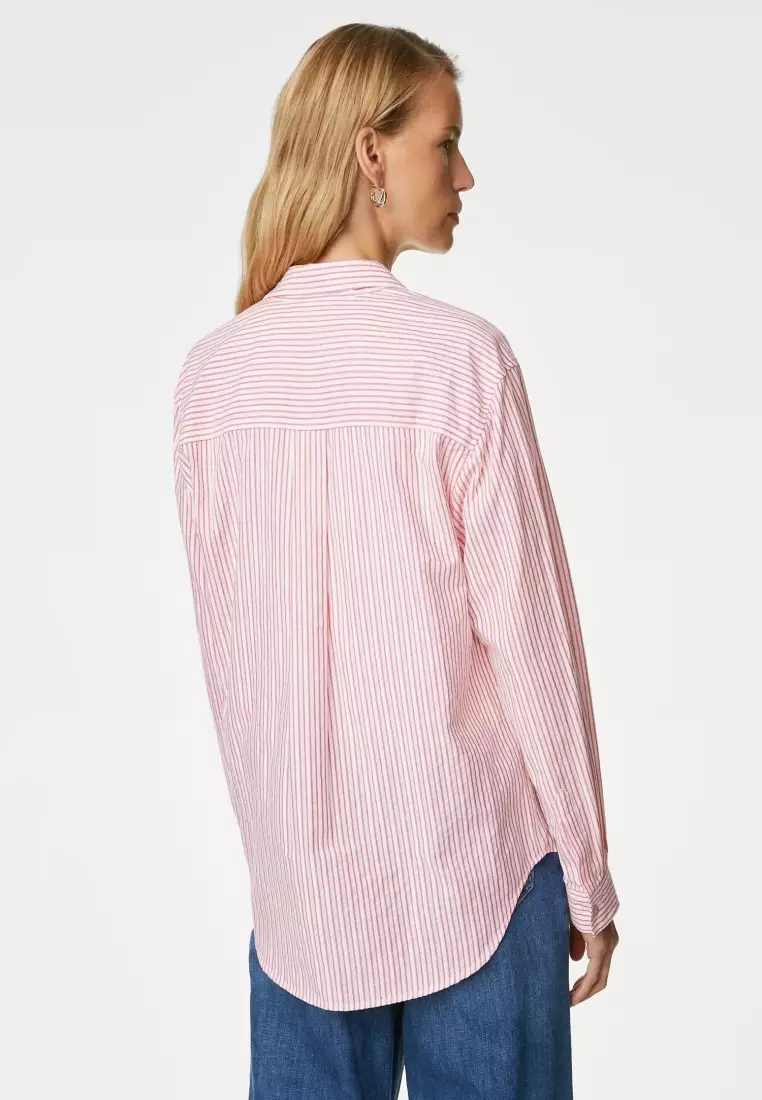 Buy MARKS & SPENCER Cotton Rich Striped Collared Shirt 2024 Online