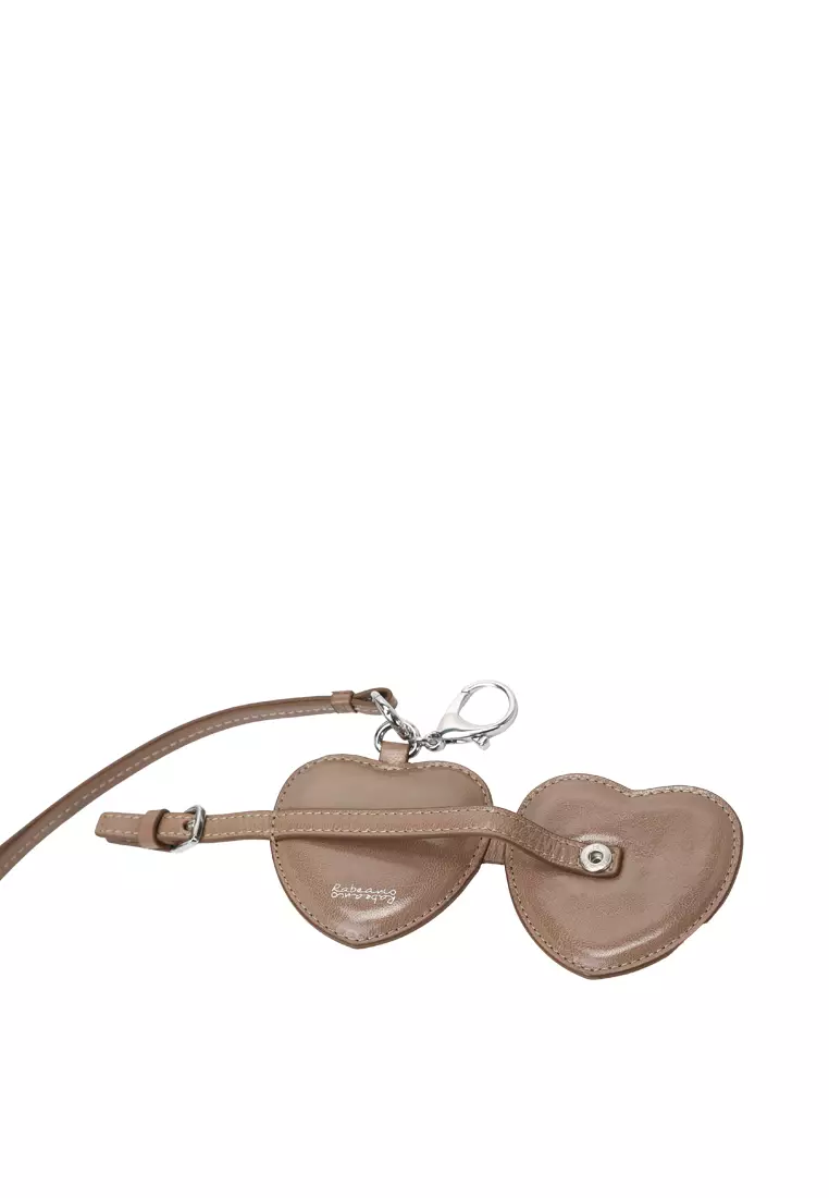 迷你心型鏡子吊飾 - 深杏仁色