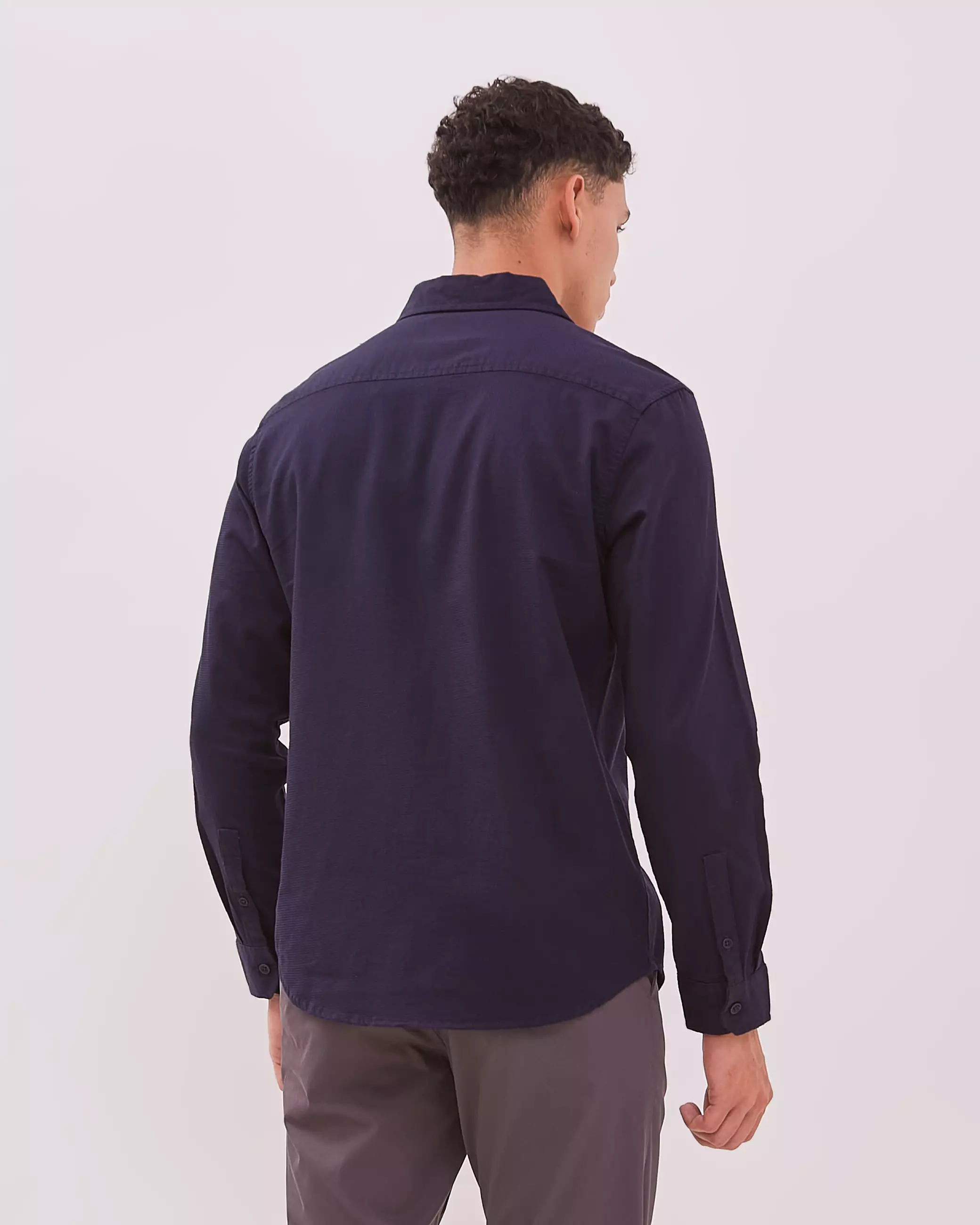 AMK Kemeja Pria Lengan Panjang SHS Henri Ls Navy