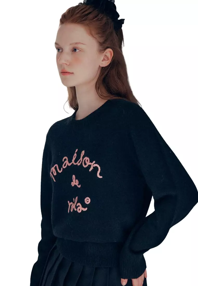 Maison De Rola Embroidery Knit - Black