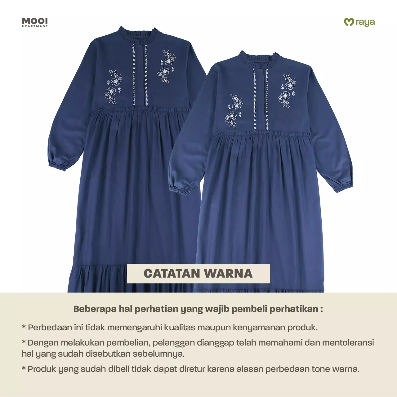 Mooi Dress Dewasa Raya Collection Sadiya Gamis Adult Basic Series 2026 - Deep Navy