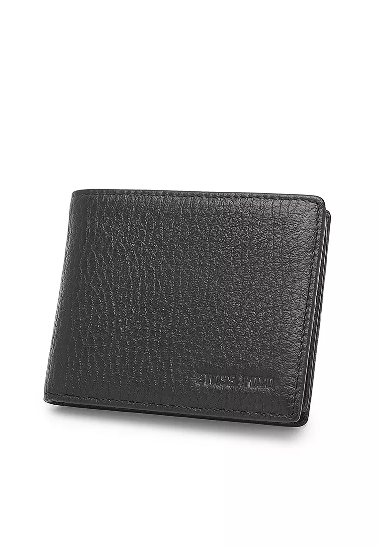 Genuine Leather RFID Short Wallet - Black