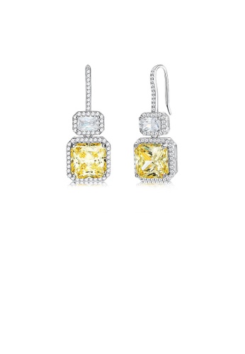 Glamorousky white Fashion Bright Geometric Square Earrings with Yellow Cubic Zirconia 2F396AC790F018GS_1