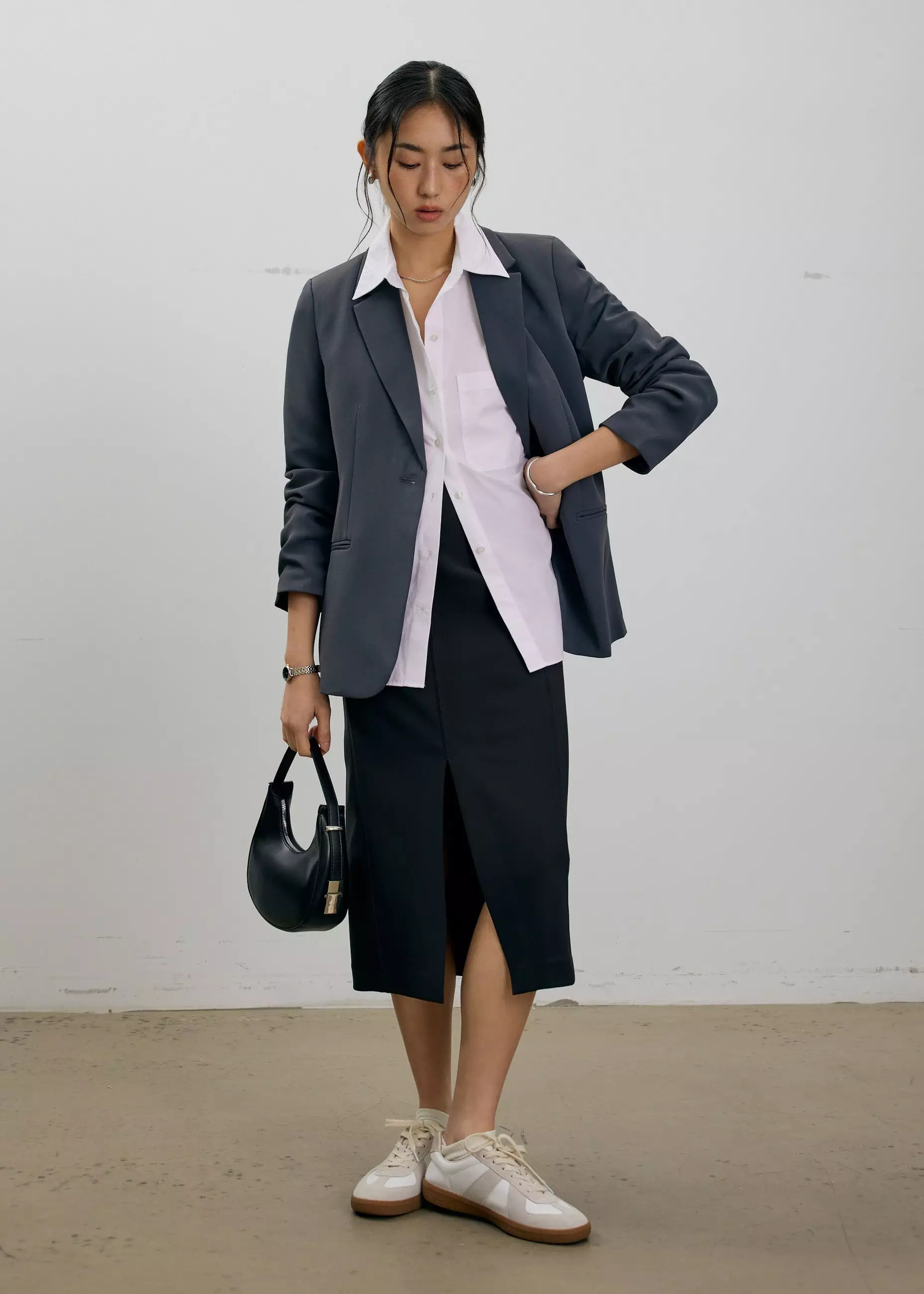 Rok Wanita - Vera Elastic Reversible Panelled Midi Skirt